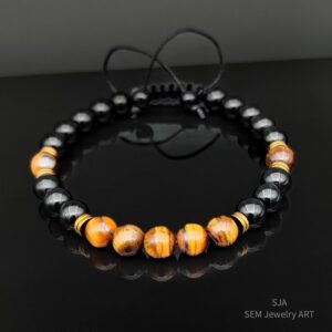 Men’s Tiger Eye Bracelet – Natural Stone Adjustable Healing Jewelry