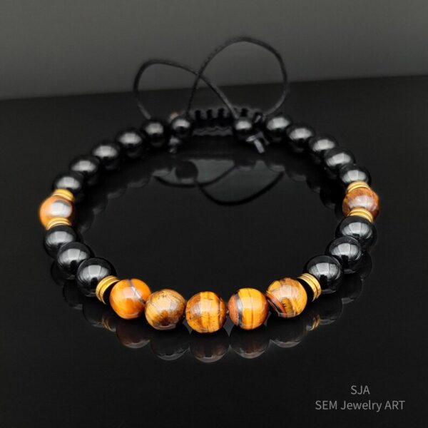 Men’s Tiger Eye Bracelet – Natural Stone Adjustable Healing Jewelry