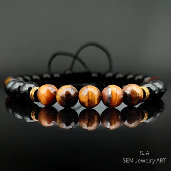 Men’s Tiger Eye Bracelet – Natural Stone Adjustable Healing Jewelry - Image 2